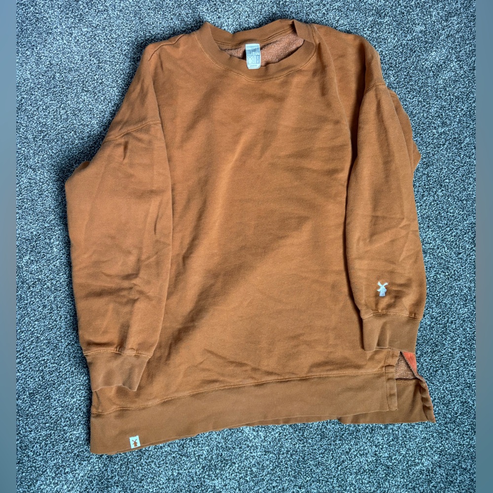 Brownish orange minimalist Dutch Bros crewneck
